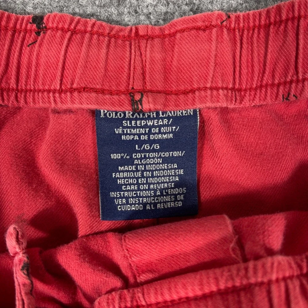 Polo Ralph Lauren Pajama Pants Mens Large Red Black All Over Pony Logo Cotton